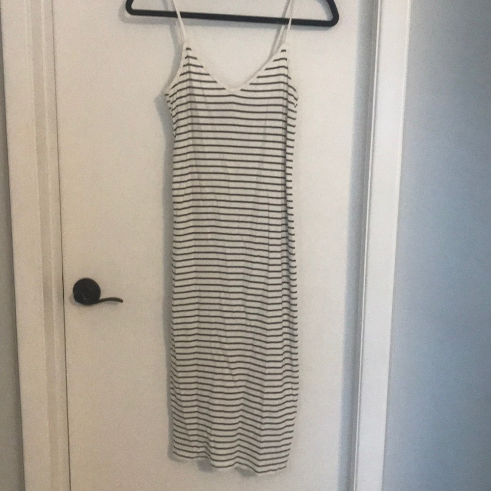 B&W Striped Midi Dress